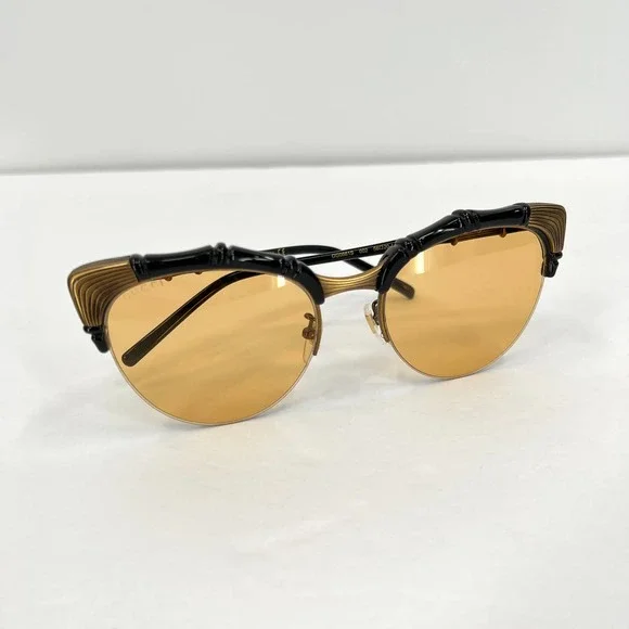 GUCCI Sunglasses Bamboo Detail Yellow Cat Eye GG0661S 002 56 20-140 NEW - Picture 5 of 12